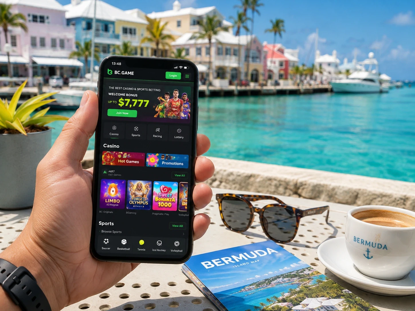 BC Game Bermuda on a mobile phone